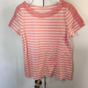 Woman's Talbots Pink Striped Short Sleeve Tee